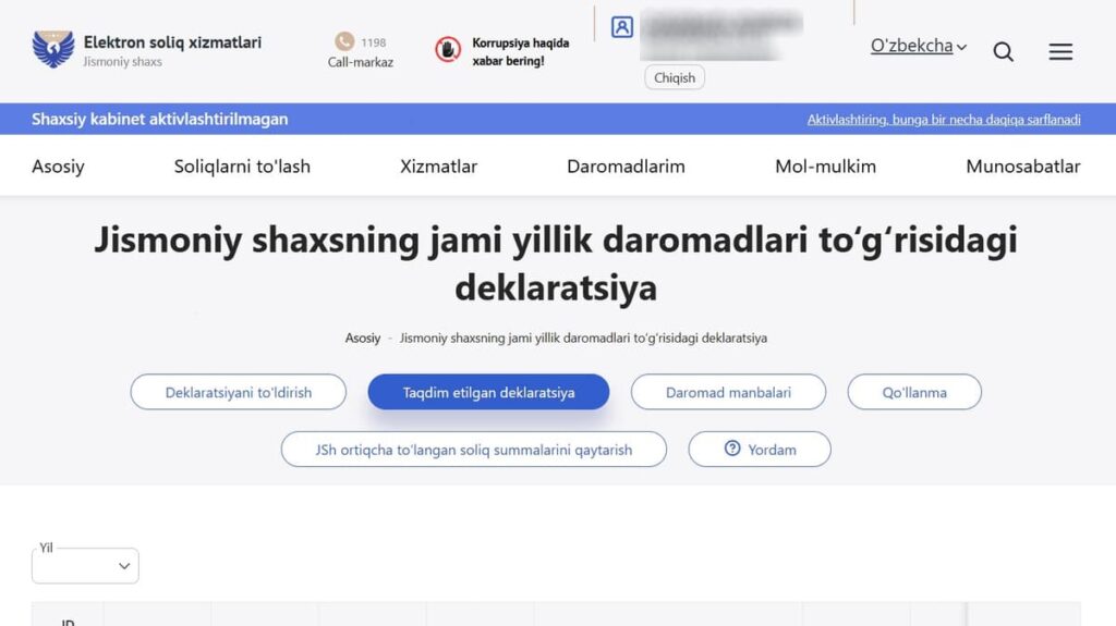 Navoiy va Chirchiq aholisi ikki yillik pilot doirasida yillik daromad deklaratsiyasini topshiradi