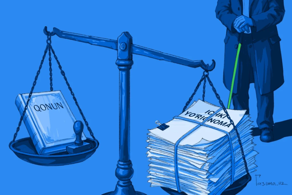 Notary System Overrides National Law to Bar Visually Impaired Citizens from Basic Services Illustration: Eldos Fazylbekov / Gazeta
