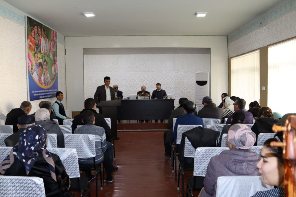 Members of the Karakul District Branch of the Blind Society of Uzbekistan are attending one of the training sessions