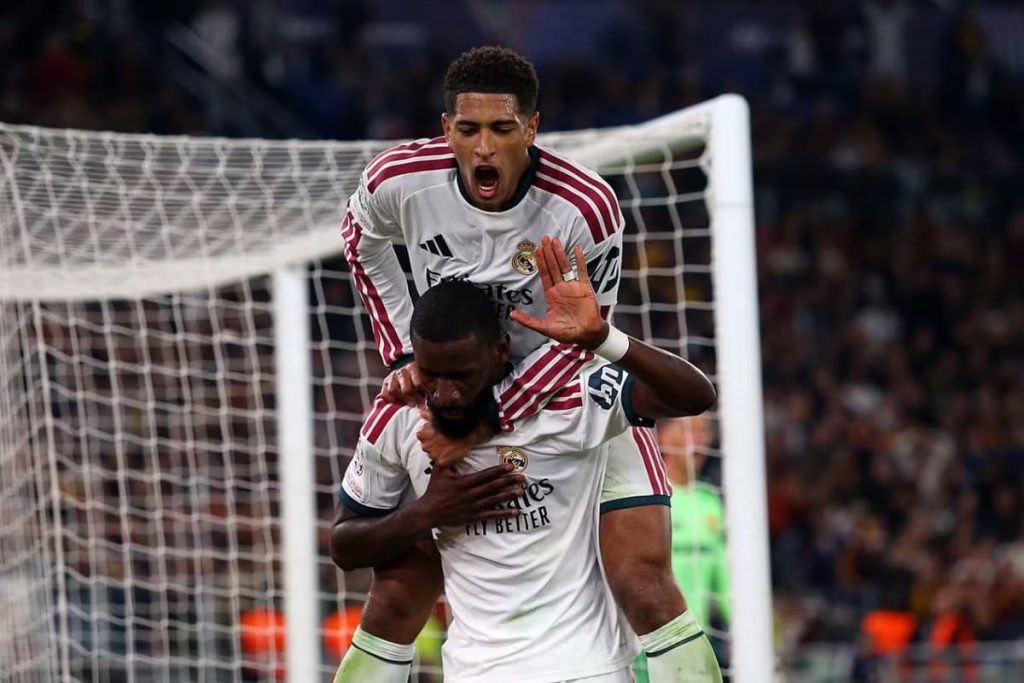 Real Madrid’s three-goal blitz in seven minutes snatches win in Rome; City fall at home to PSG